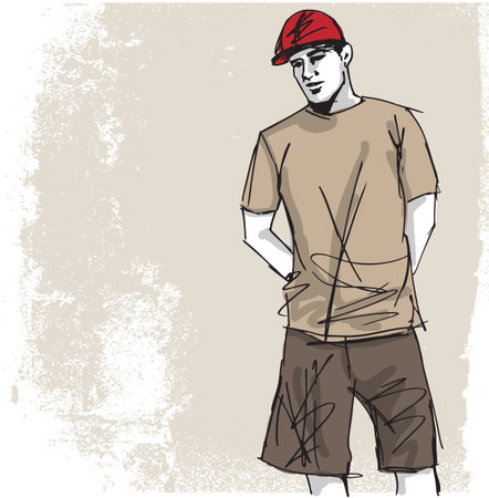 Sketch of fashion handsome man.  illustrationのイラスト素材