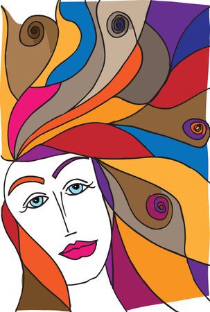 Abstract sketch of woman face  illustration.のイラスト素材