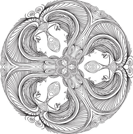 Abstract sketch of woman face  illustration.のイラスト素材