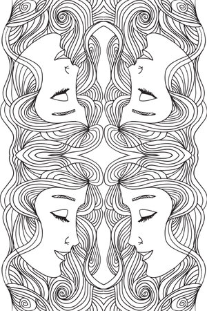 Abstract sketch of woman face  illustration.のイラスト素材
