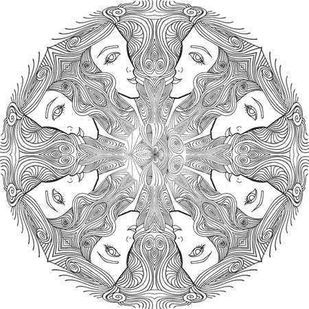 Abstract sketch of woman face  illustration.のイラスト素材