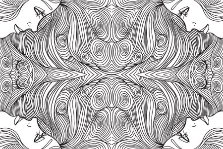 Abstract sketch of woman face  illustration.のイラスト素材