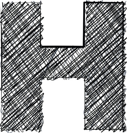 Hand draw font. LETTER H. Vector illustrationのイラスト素材