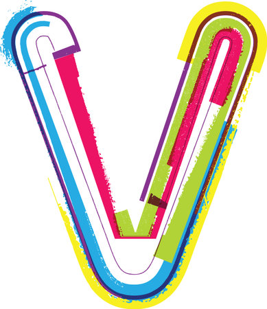 Colorful Grunge LETTER Vのイラスト素材
