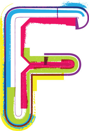 Colorful Grunge LETTER Fのイラスト素材