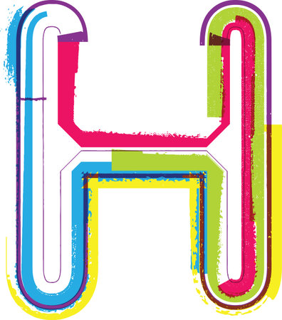 Colorful Grunge LETTER Hのイラスト素材