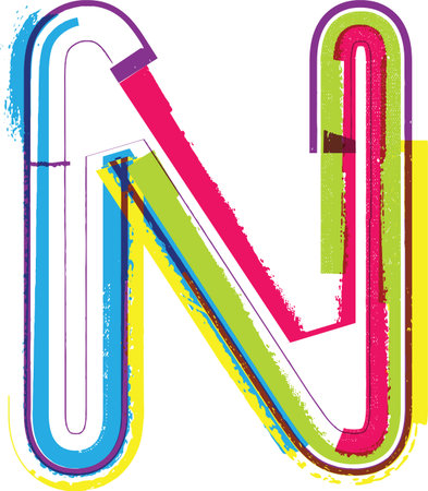 Colorful Grunge LETTER Nのイラスト素材