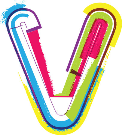 Colorful Grunge LETTER vのイラスト素材
