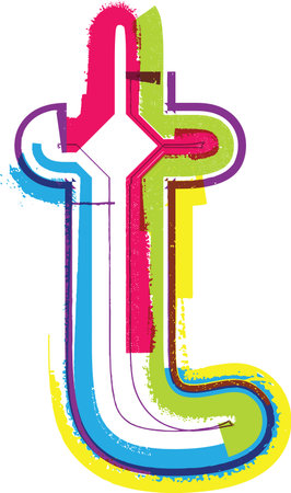 Colorful Grunge LETTER tのイラスト素材
