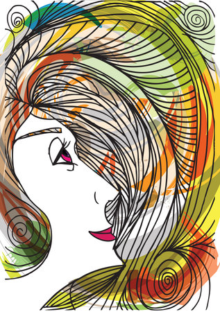 Abstract sketch of woman face  Vector illustration のイラスト素材