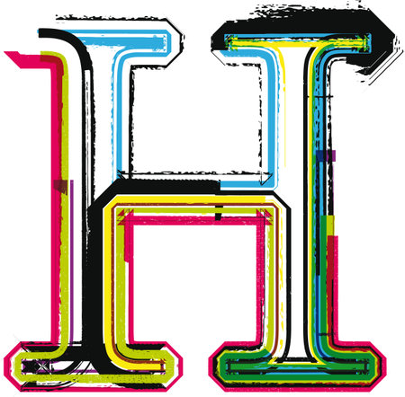 Colorful Grunge LETTER Hのイラスト素材
