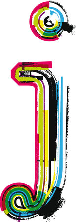 Colorful Grunge LETTER jのイラスト素材