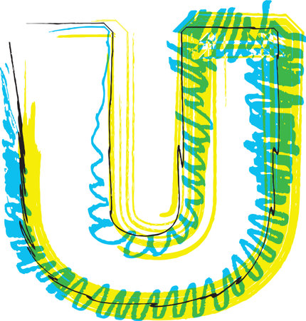 Hand draw font. LETTER U. Vector illustrationのイラスト素材