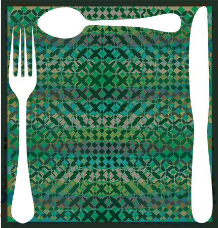 Fork, spoon and knife on tableのイラスト素材