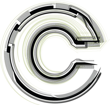 technological font. LETTER Cのイラスト素材