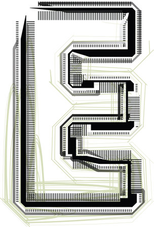technological font. LETTER Eのイラスト素材