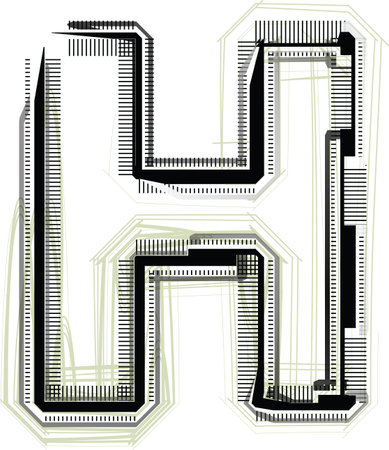 technological font. LETTER Hのイラスト素材