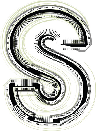 technological font. LETTER Sのイラスト素材