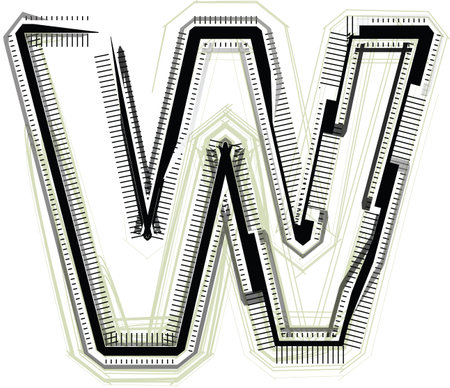 technological font. LETTER Wのイラスト素材