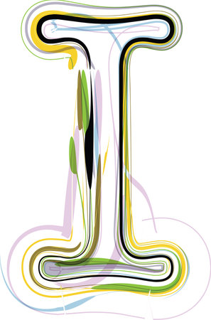 Organic Font illustration. Letter Iのイラスト素材