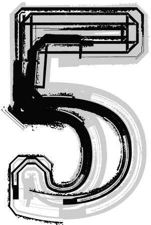 Grunge Font. Number 5のイラスト素材