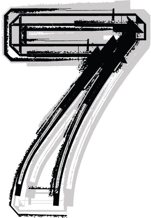 Grunge Font. Number 7のイラスト素材