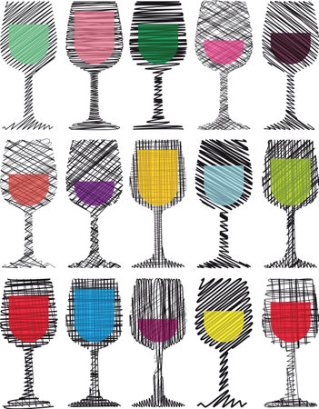Wine glasses illustrationのイラスト素材