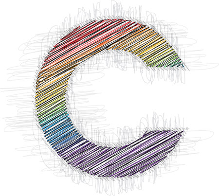 Hand draw font LETTER Cのイラスト素材