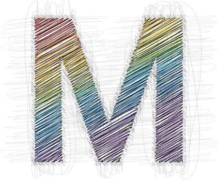 Hand draw font LETTER Mのイラスト素材