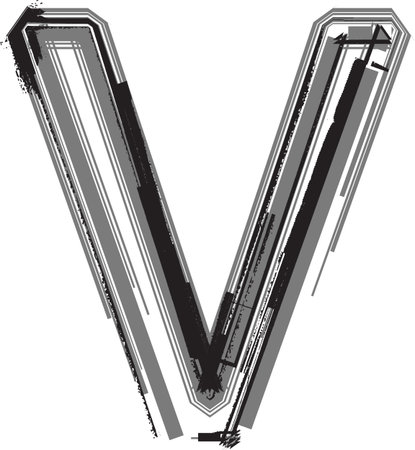 Grunge font. Letter Vのイラスト素材