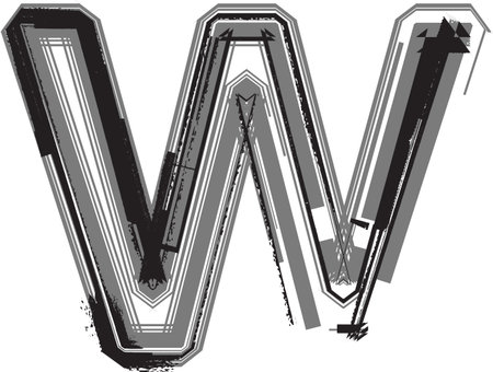Grunge font. Letter wのイラスト素材