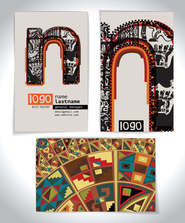 Ancient Business card design LETTER nのイラスト素材