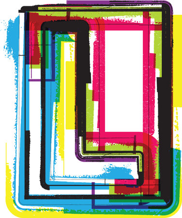 Colorful Grunge Font LETTER Lのイラスト素材
