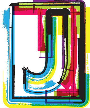 Colorful Grunge Font LETTER Jのイラスト素材