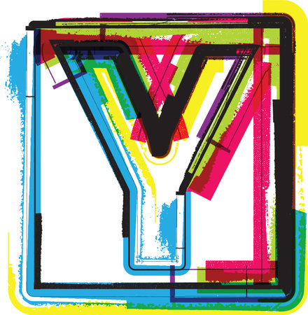 Colorful Grunge Font LETTER Yのイラスト素材