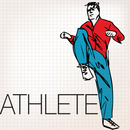 illustration of Man doing stretching exercises at the gymのイラスト素材