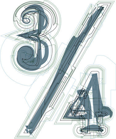 Abstract three quarters sign vector illustrationのイラスト素材