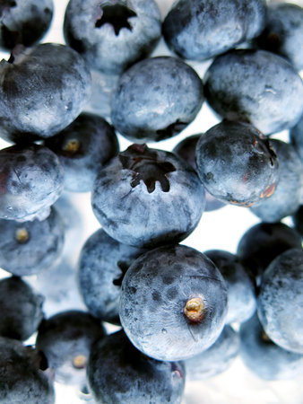 Fresh Ripe Blueberries, fruit backgroundの写真素材