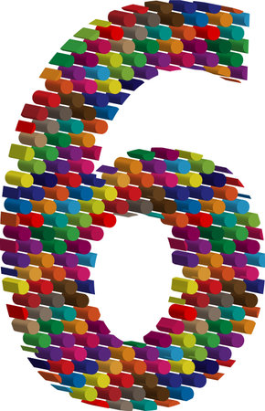 Colorful threedimensional font number 6のイラスト素材