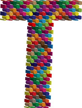 Colorful three-dimensional font letter Tのイラスト素材