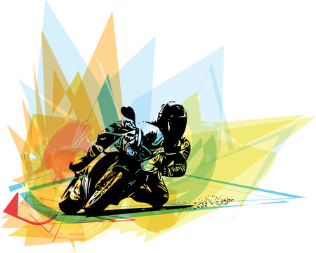 Extreme motocross racer by motorcycle on abstract backgroundのイラスト素材