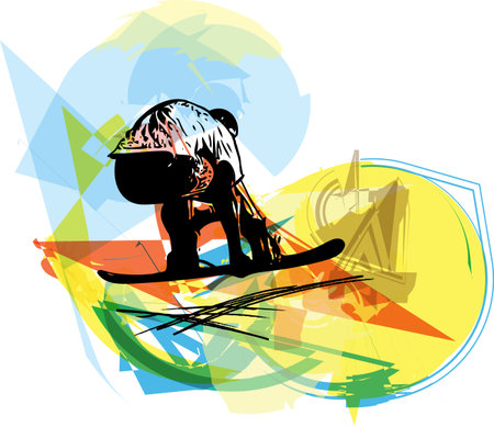 Sketch of Sandboarding colorful abstract illustrationのイラスト素材