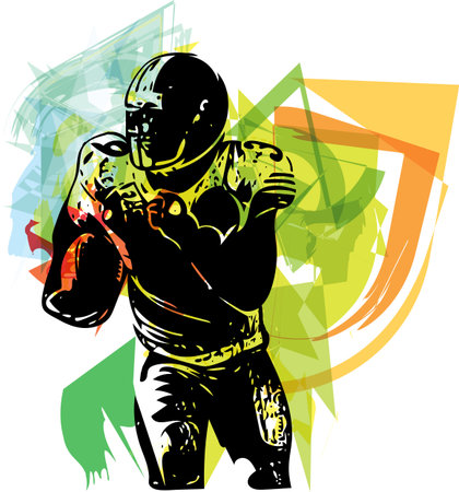 American football player illustration with abstract backgroundのイラスト素材