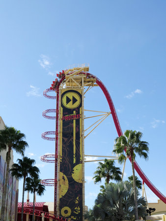 Universal Studios Hollywood Rip Ride Rockit roller coaster - Orlando Floridaのeditorial素材