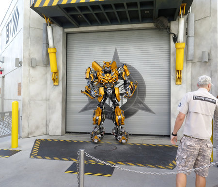 TRANSFORMERS The Ride: The Ultimate 3D Battle The statue of Autobot robotのeditorial素材