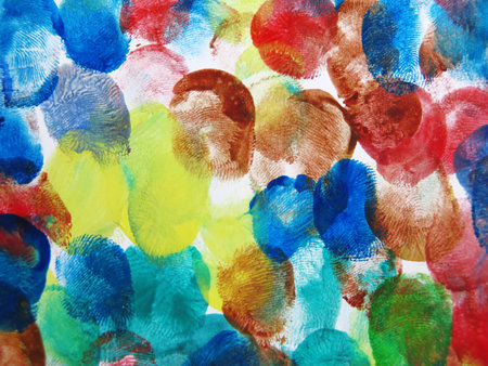 Colorful Abstract fingerprint painted background with watercolorの写真素材