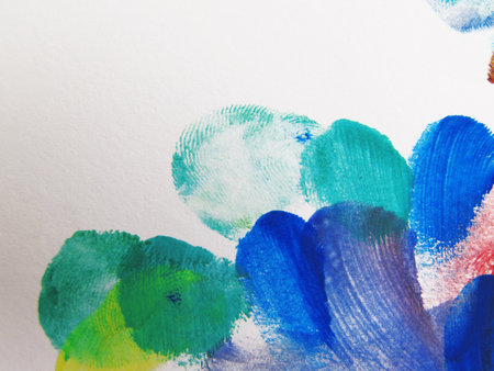 Colorful Abstract fingerprint painted background with watercolorの写真素材