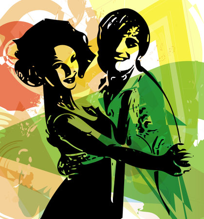 Abstract illustration of Latino Dancing coupleのイラスト素材