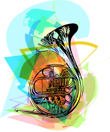 colorful trumpet illustration on abstract backgroundのイラスト素材