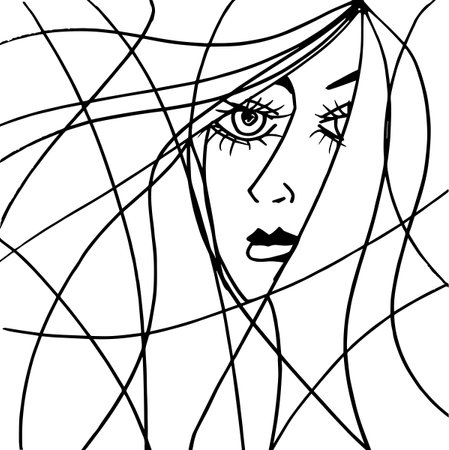 Abstract beautiful woman face illustrationのイラスト素材